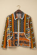 Kazi heavyweight kantha jacket — front view, multicolour folk embroidery on upcycled vintage fabric